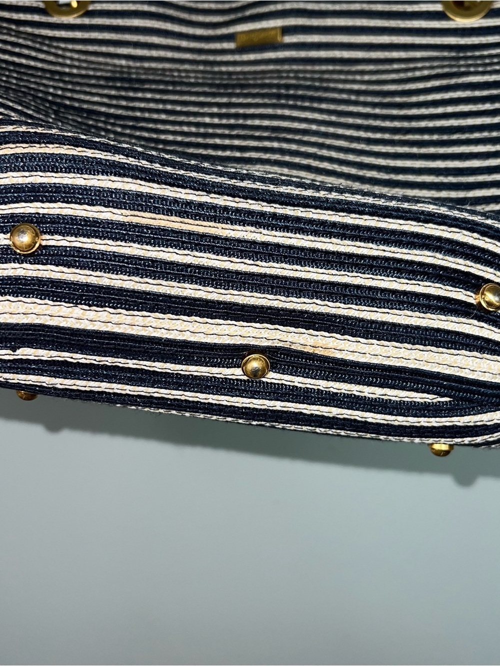 Eric Javits New York Navy Ivory Striped Squishee Tote Shoulder Bag Resort - Picture 7 of 12